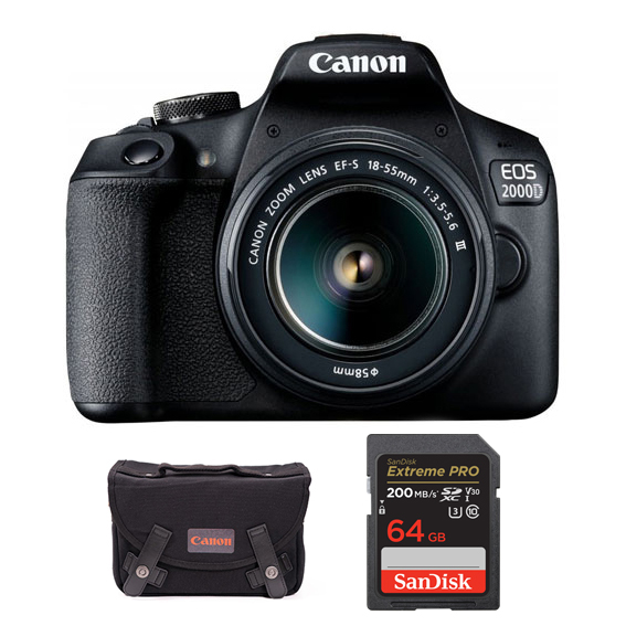 Canon EOS 2000D + 18-55mm III f/3.5-5.6 + SD 64gb + Canon original torba - 1