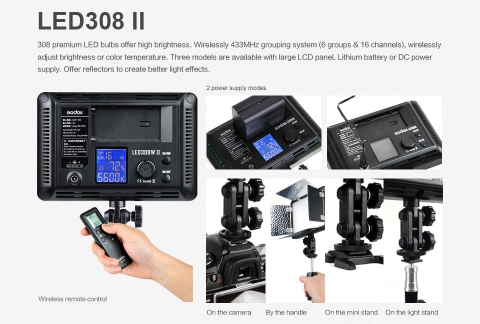 Godox LED 308C II  3200-5500K bi-color - 2