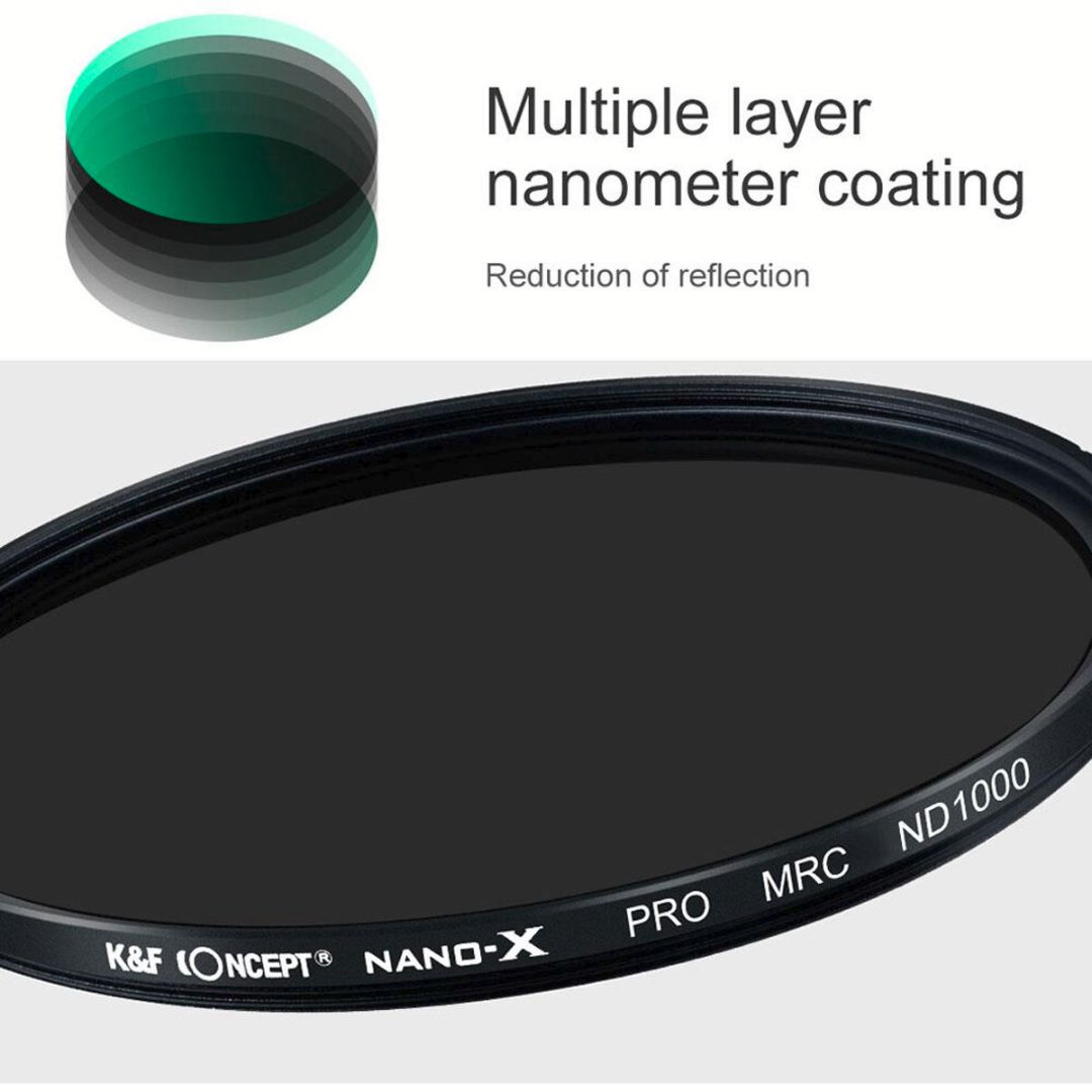 K&F Concept 72mm Nano-X Fixed ND1000 Filter, HD, Waterproof, Anti Scratch, Green Coated KF01.1236 - 4