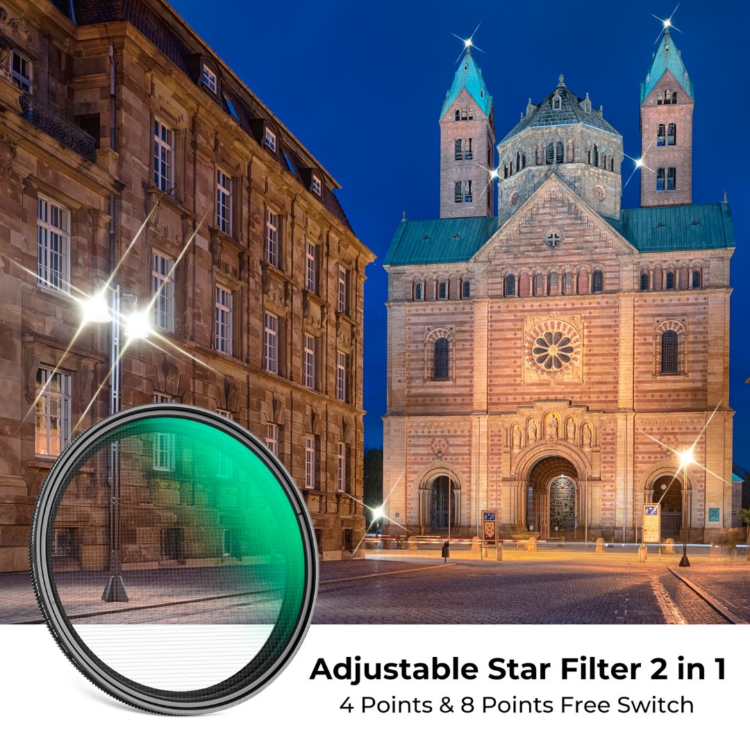 K&F Concept 82mm 4 to 8 Line Star Light Filter, Green coating, C series KF01.2334 - 5