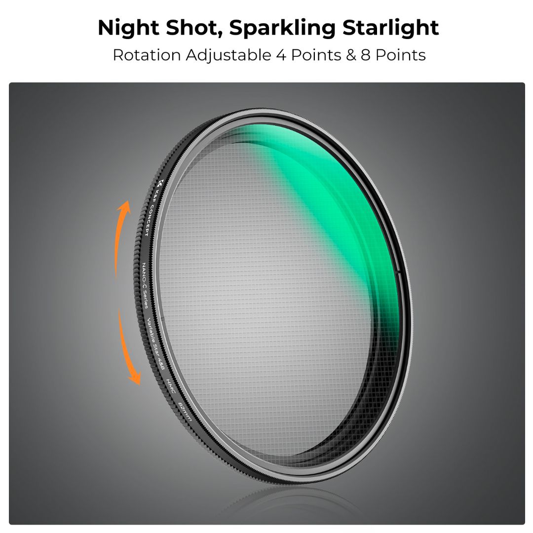 K&F Concept 82mm 4 to 8 Line Star Light Filter, Green coating, C series KF01.2334 - 1