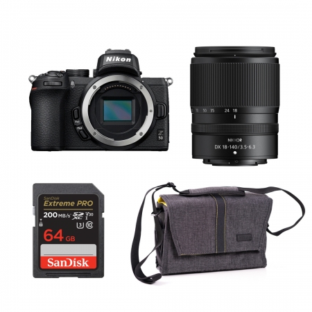 Nikon Z50 + Z DX 18-140mm f/3.5-6.3 VR + SD 32gb + original torba
