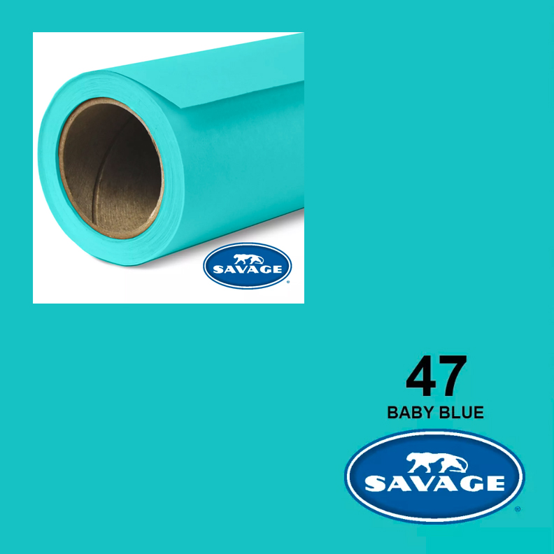 Savage Baby Blue 47 2.75x11m papirna pozadina, Made in USA - 1