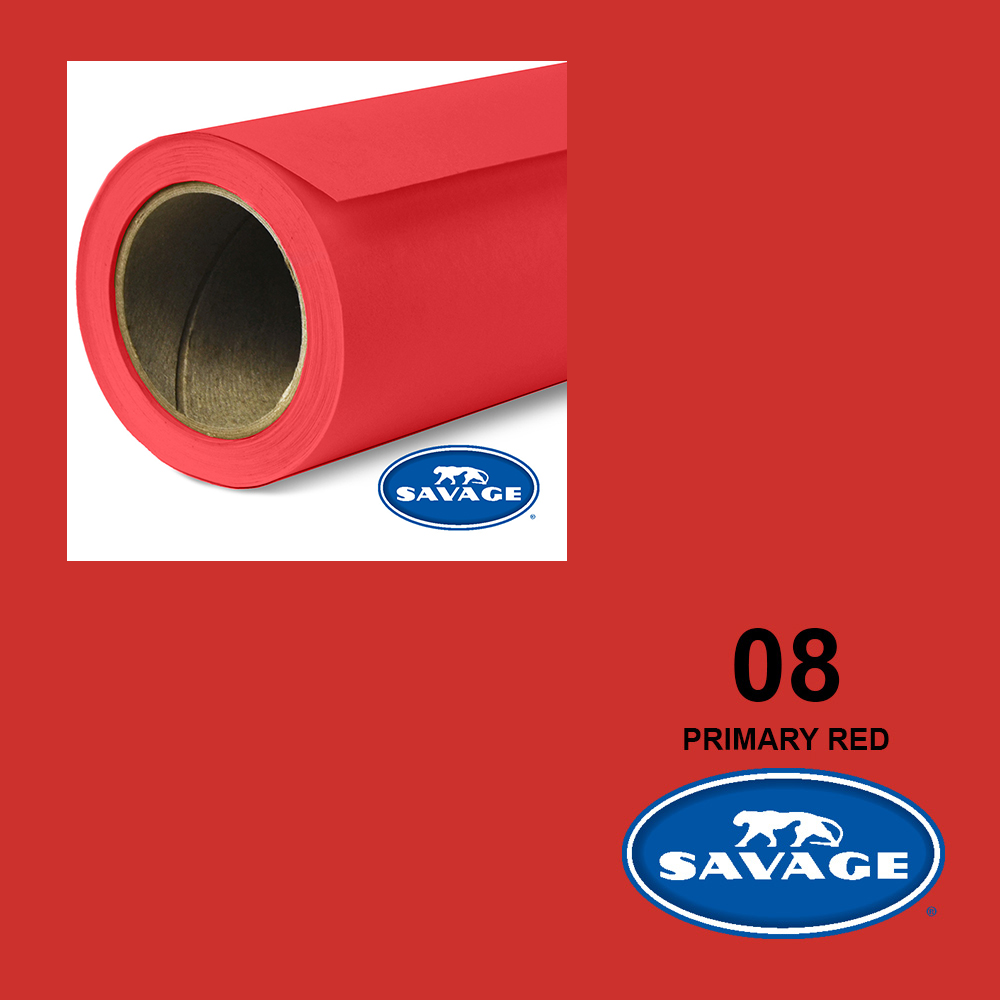 Savage Primary Red 08 2.75x11m papirna pozadina, Made in USA - 1