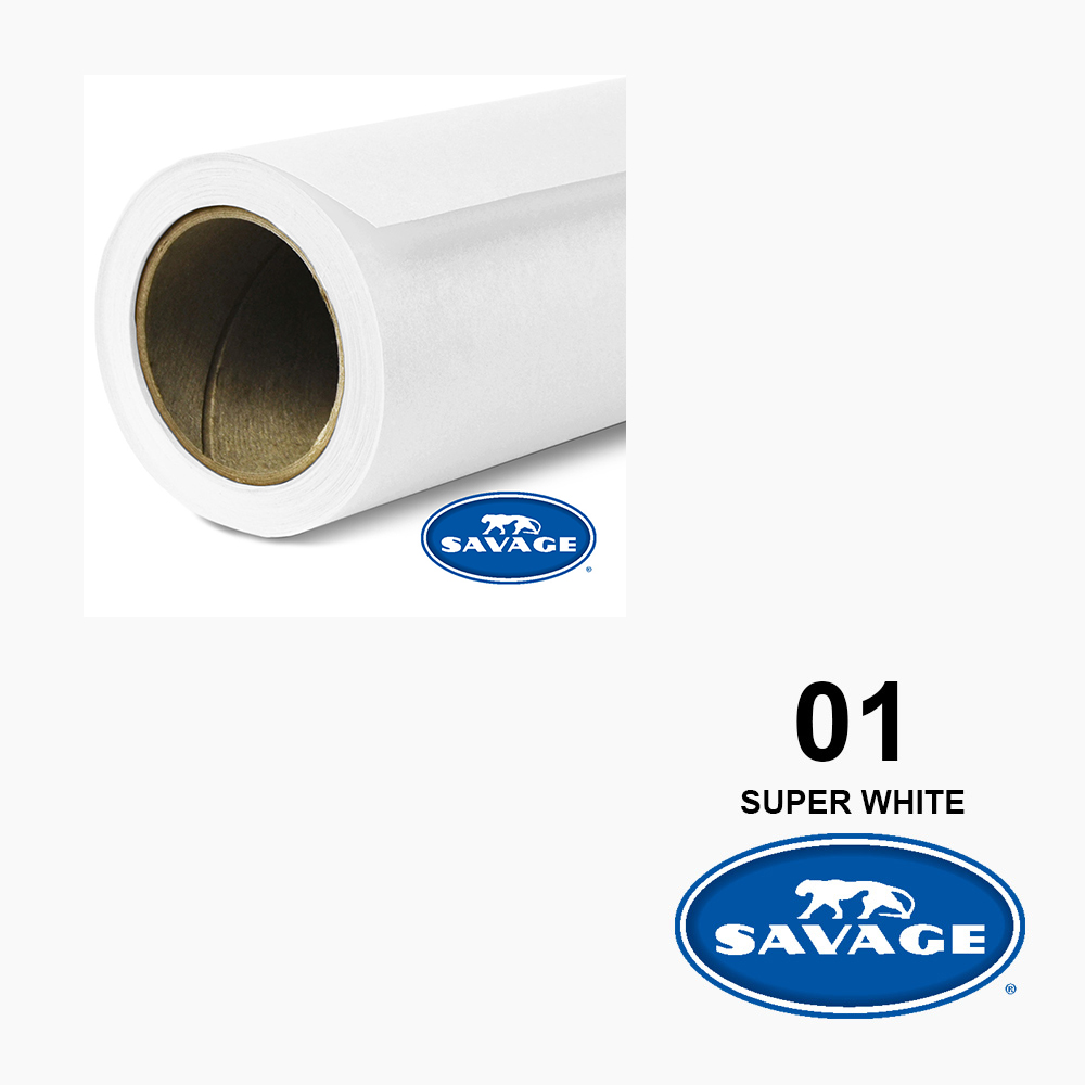 Savage Super White 01 2.75x11m papirna pozadina, Made in USA - 1