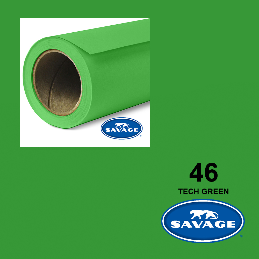 Savage Tech Green 46 (Chroma Key) 2.75x11m papirna pozadina, Made in USA - 1